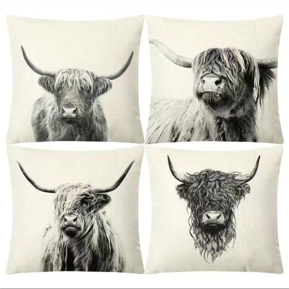 Other - 4pcs Yak Pattern Cushion Cover, Linen Digital Printed Pillow Case